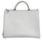 Dolce & Gabbana White Leather Logo Top Handle Tote Crossbody Bag