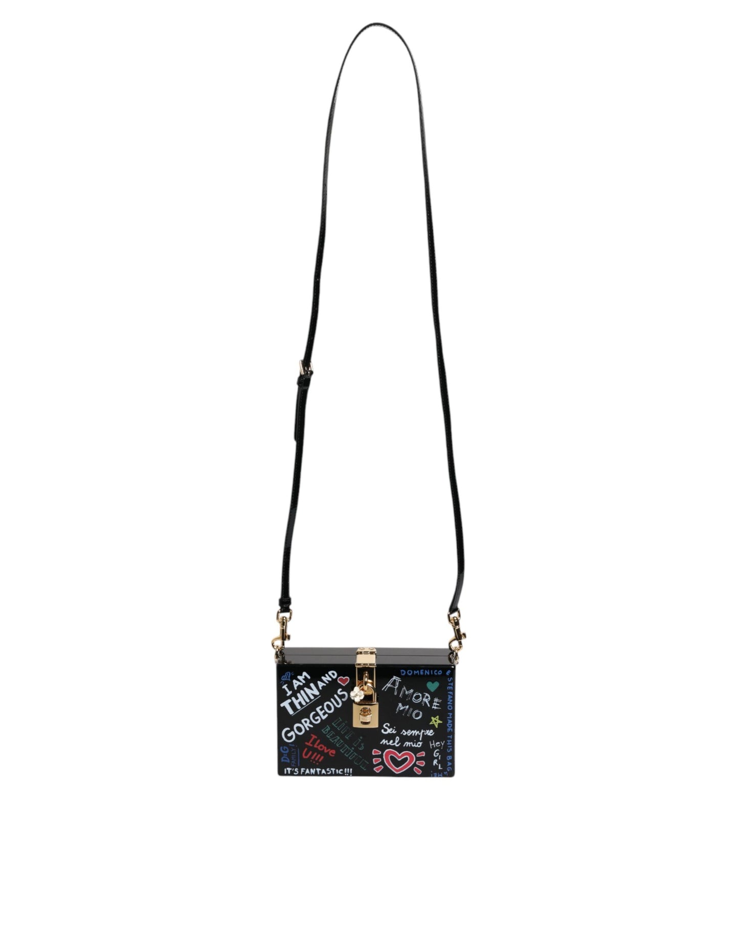 Dolce & Gabbana Black Graffiti Print Clutch Crossbody Bag