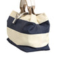 Dolce & Gabbana White Navy Striped Canvas Top Handle Tote Bag