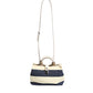 Dolce & Gabbana White Navy Striped Canvas Top Handle Tote Bag