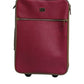 Dolce & Gabbana Fuchsia Khaki Leather Trolley Travel Wheel Suitcase Bag