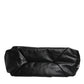 Dolce & Gabbana Black Leather Logo Plaque Shoulder Bag