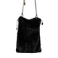 Dolce & Gabbana Black Faux Fur Silver Chain Crossbody Shoulder Purse Bag