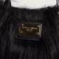 Dolce & Gabbana Black Fur Logo Plaque Double Handle Shoulder Bag