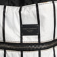 Dolce & Gabbana Black White Striped Polyester Drawstring Backpack Bag