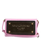 Dolce & Gabbana Pink Exotic Leather Logo Plaque Crossbody Bag