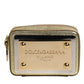 Dolce & Gabbana Gold Leather DG Logo Plaque Zip Around Clutch Bag