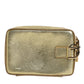 Dolce & Gabbana Gold Leather DG Logo Plaque Zip Around Clutch Bag