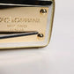 Dolce & Gabbana Gold Leather DG Logo Plaque Zip Around Clutch Bag