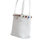 Dolce & Gabbana White Leather Crystal DG Logo Shoulder Tote Bag