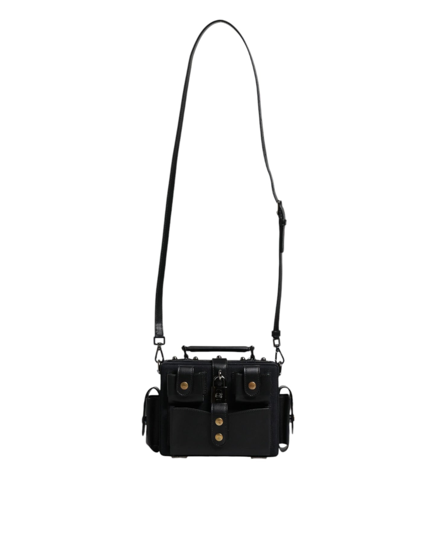 Dolce & Gabbana Black Leather Crossbody Top Handle Bag