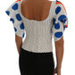Dolce & Gabbana White Polka Silk Corset Bustier Top
