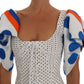 Dolce & Gabbana White Polka Silk Corset Bustier Top