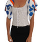 Dolce & Gabbana White Polka Silk Corset Bustier Top