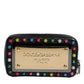 Dolce & Gabbana Black Leather LED Logo Wrist Strap Clutch Bag