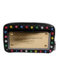 Dolce & Gabbana Black Leather LED Logo Wrist Strap Clutch Bag