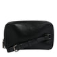 Dolce & Gabbana Black Leather LED Logo Wrist Strap Clutch Bag