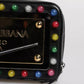 Dolce & Gabbana Black Leather LED Logo Wrist Strap Clutch Bag