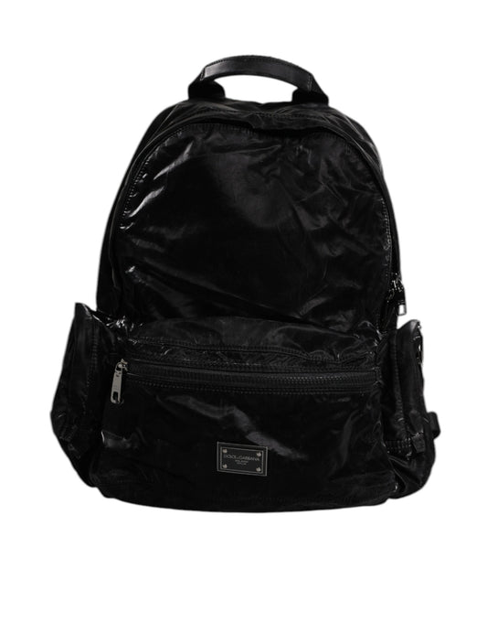 Dolce & Gabbana Black Nylon Logo Plaque Travel School Backpack Bag Mens Backpack
