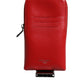 Dolce & Gabbana Red Leather Logo Zip Around Card Holder Wide Strap Wallet