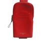 Dolce & Gabbana Red Leather Logo Zip Around Card Holder Wide Strap Wallet