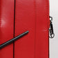 Dolce & Gabbana Red Leather Logo Zip Around Card Holder Wide Strap Wallet