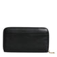 Dolce & Gabbana Black Calfskin Leather Logo Zip Around Continental Wallet