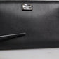 Dolce & Gabbana Black Calfskin Leather Logo Zip Around Continental Wallet