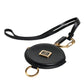 Dolce & Gabbana Black Round Leather DG Logo Coin Purse Lanyard Wallet