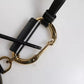 Dolce & Gabbana Black Round Leather DG Logo Coin Purse Lanyard Wallet
