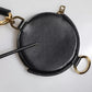 Dolce & Gabbana Black Round Leather DG Logo Coin Purse Lanyard Wallet