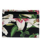 Dolce & Gabbana Black Floral Leather Card Holder DG Logo Plaque Wallet