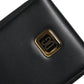 Dolce & Gabbana Black Leather Logo Plaque Neck Strap Card Coin Wallet