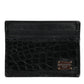 Dolce & Gabbana Black Leather Card Holder Case DG Logo Plaque Wallet