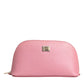 Dolce & Gabbana Pink Leather DG Logo Zip Around Hand Purse Pouch Wallet