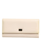 Dolce & Gabbana Beige Leather Trifold Logo Plaque Card Holder Wallet