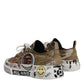 Dolce & Gabbana Brown Canvas Low Top Logo Print Sneakers Shoes