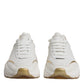 Dolce & Gabbana White Gold DAYMASTER Leather Sneakers Shoes