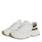 Dolce & Gabbana White Gold DAYMASTER Leather Sneakers Shoes