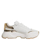 Dolce & Gabbana White Gold DAYMASTER Leather Sneakers Shoes