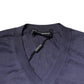 Dolce & Gabbana Gray Cashmere V-neck Men Pullover Sweater