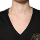 Dolce & Gabbana Black Cotton Logo Vneck Short Sleeve T-shirt