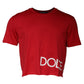Dolce & Gabbana Red Logo Print Cropped Crew Neck T-shirt
