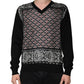 Dolce & Gabbana Black Logo Wool V-neck Pullover Sweater