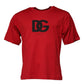 Dolce & Gabbana Red Logo Print Cotton Crew Neck T-shirt