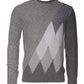 Ballantyne Gray Cashmere Argyle Intarsia Knit Crew Neck Sweater