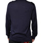 Dolce & Gabbana Navy Blue Silk V-neck Pullover Sweater