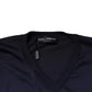 Dolce & Gabbana Navy Blue Silk V-neck Pullover Sweater