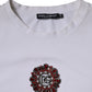 Dolce & Gabbana White Logo Embellished Crew Neck T-shirt