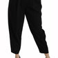 Dolce & Gabbana Black Wool High Waist Pleat Front Cropped Pants